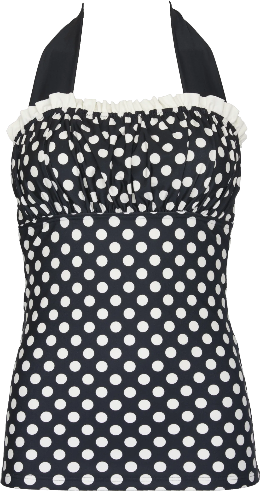 Ruched Square Halter Top - Black Cream Retro Dots - FINAL SALE - FINAL FEW
