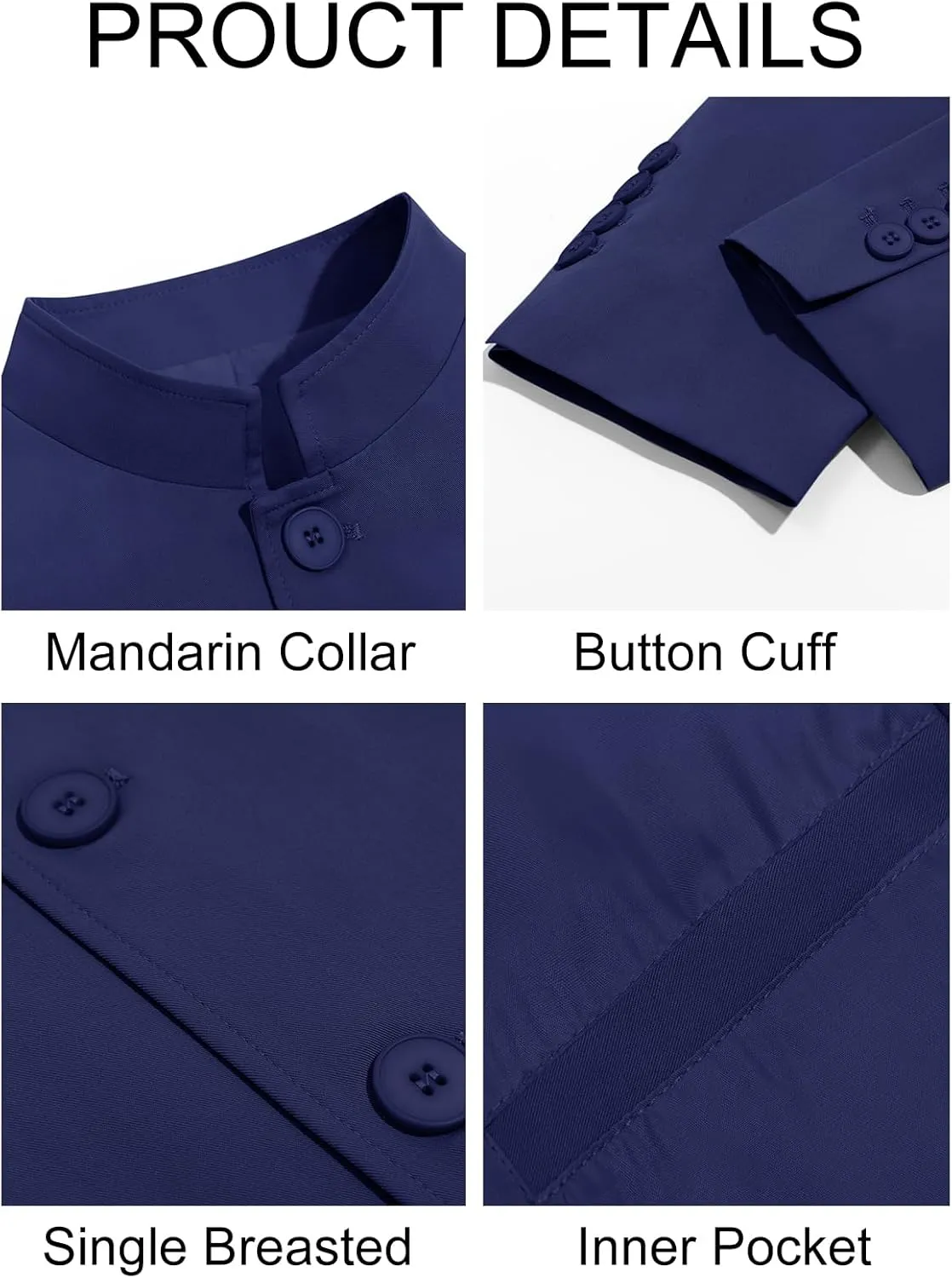 Runcati Mens Casual Suit Blazer Jacket Mandarin Collar Single Breasted Sport Coat Business Dress Coat