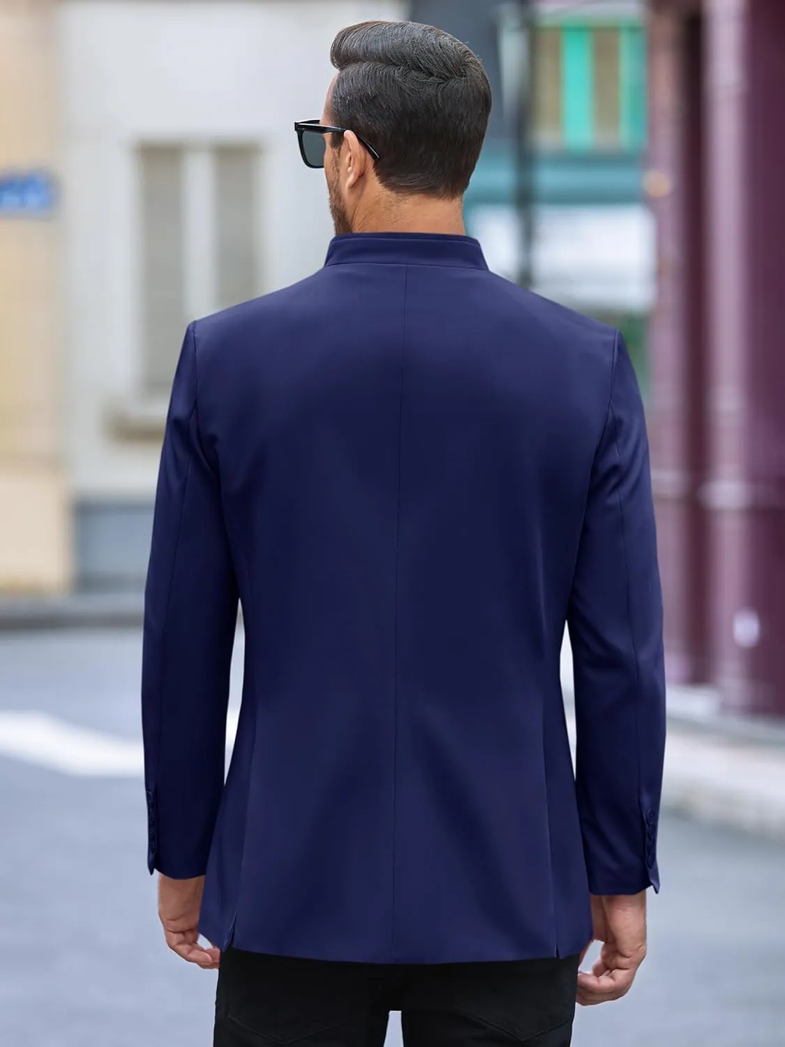 Runcati Mens Casual Suit Blazer Jacket Mandarin Collar Single Breasted Sport Coat Business Dress Coat