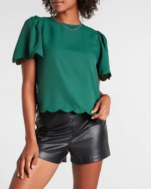 Scalloped Flutter Sleeve Top in June Bug