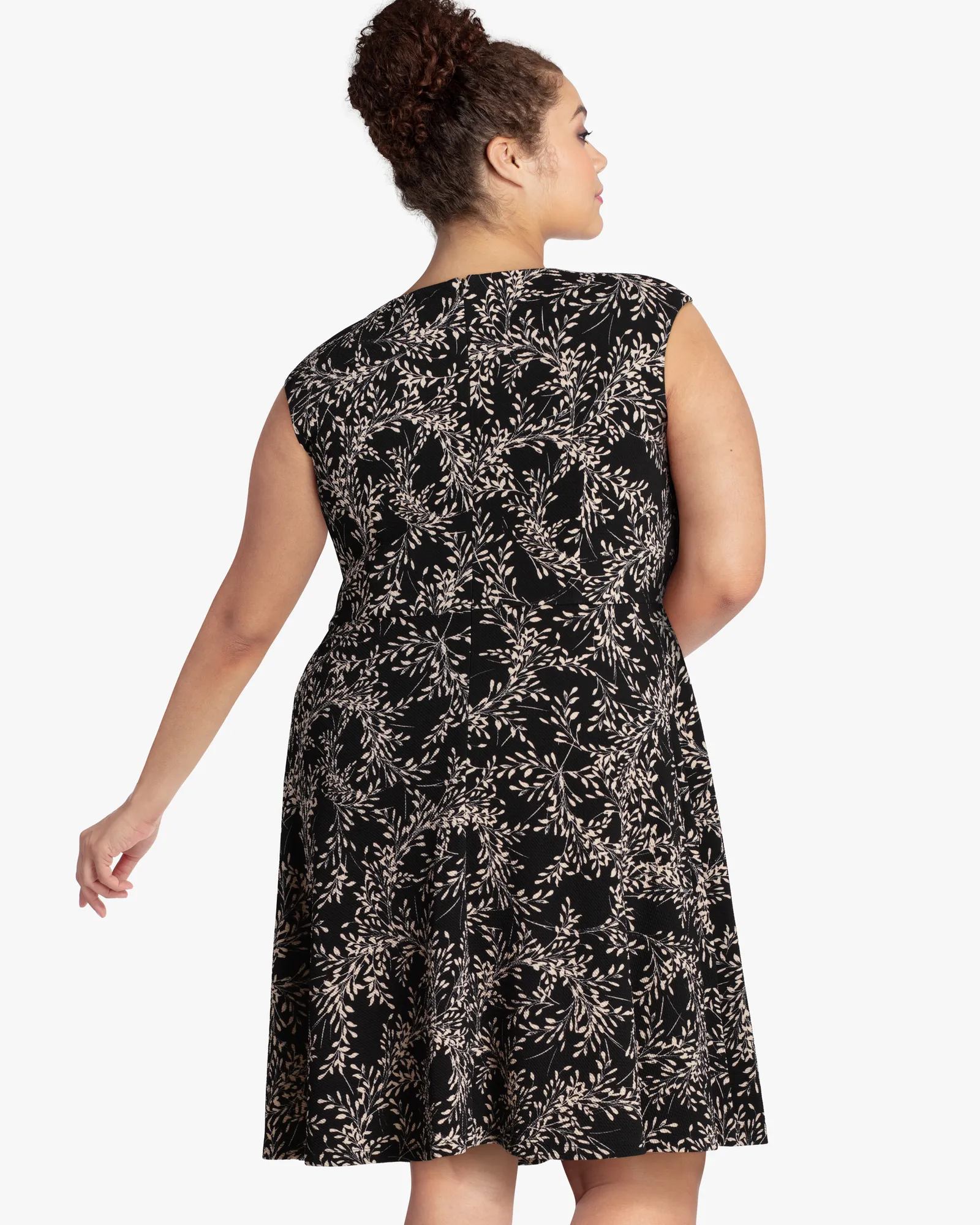 Senna Cap Sleeve Fit & Flare Dress | Black / Tan