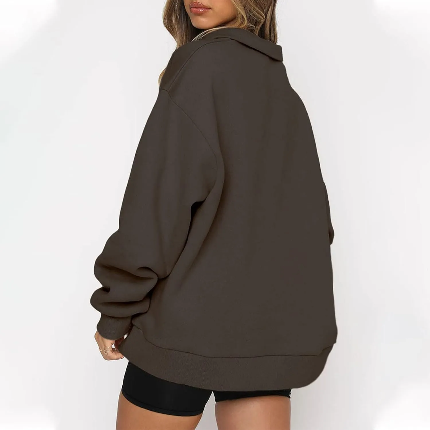 SERYU Oversized Sweatshirt Womens Loose Fit 2024 Fleece Fall Long Sleeve Half Zip Collared Pullover Y2k Clothes