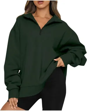 SERYU Oversized Sweatshirt Womens Loose Fit 2024 Fleece Fall Long Sleeve Half Zip Collared Pullover Y2k Clothes