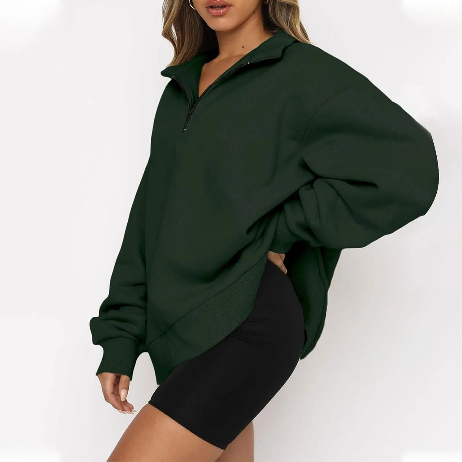 SERYU Oversized Sweatshirt Womens Loose Fit 2024 Fleece Fall Long Sleeve Half Zip Collared Pullover Y2k Clothes