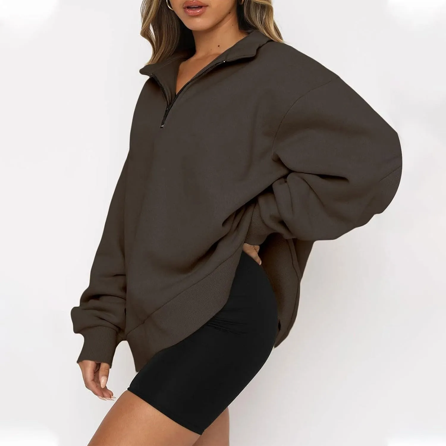 SERYU Oversized Sweatshirt Womens Loose Fit 2024 Fleece Fall Long Sleeve Half Zip Collared Pullover Y2k Clothes