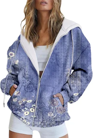 SHAOBGE Heavy Womens Sweatshirt Spring And Autumn Fashion Hooded Sweatshirt Long Sleeve Zipper Sport Coat Loose Women's