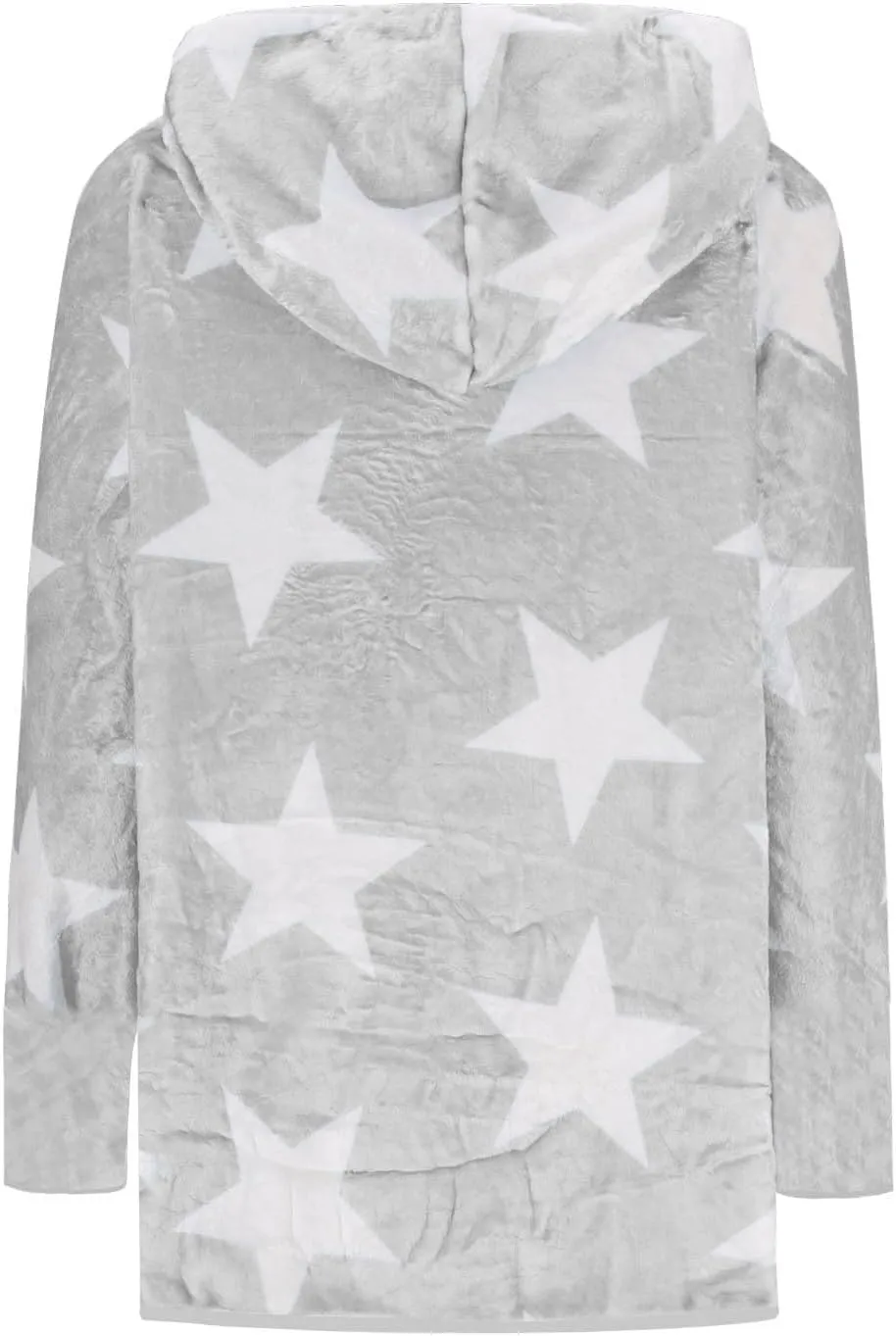 Sherpa Jacket Women Fuzzy Fleece Open Front Hooded Cardigan Cute Star Graphic Hoodie Fluffy Warm Winter Coats Outwear