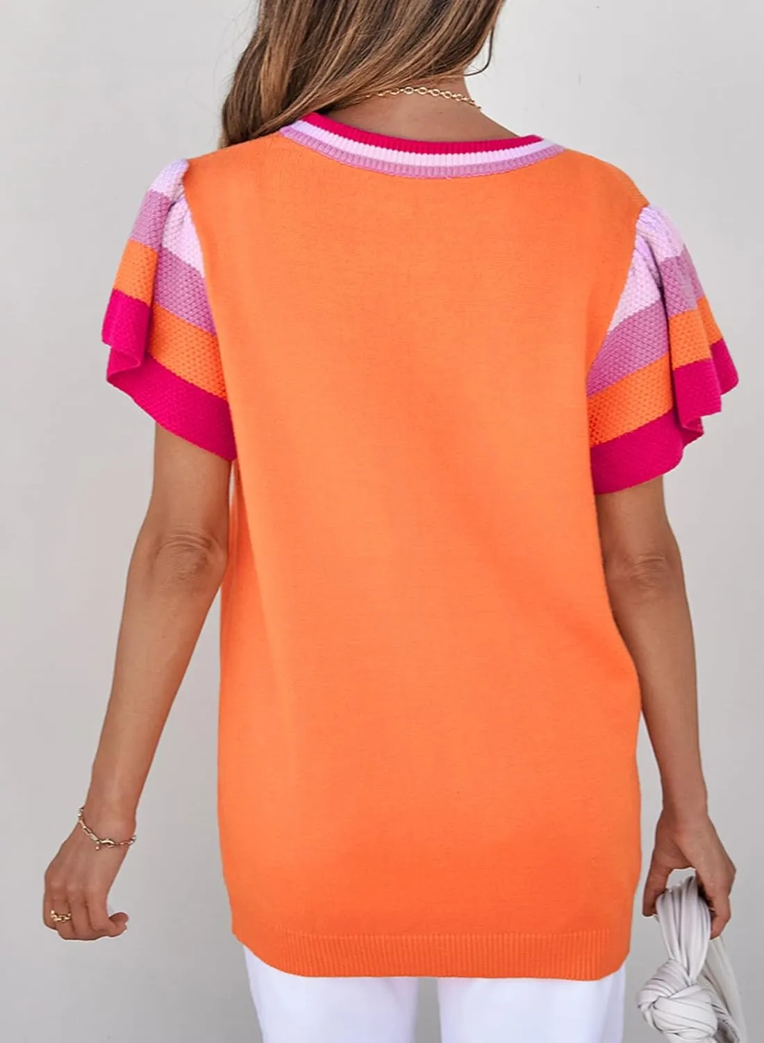 SHEWIN Womens Summer Cap Sleeve Tops Casual Crewneck Loose Fit Knit Lightweight Sweater Pullover Top
