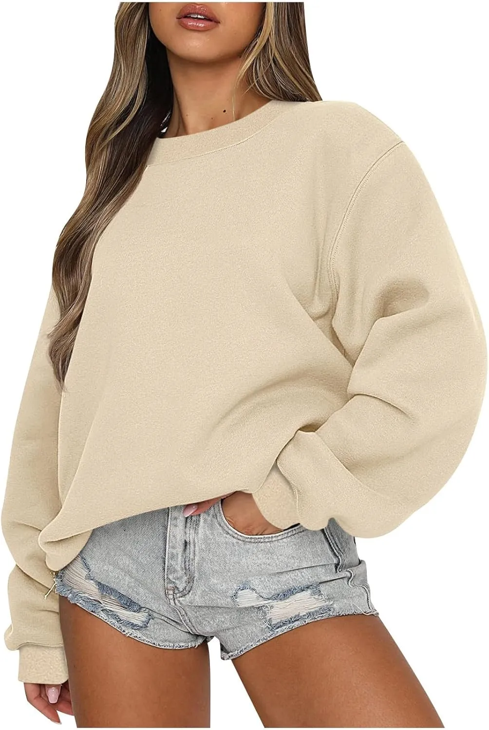 slqdgmryz Crewneck Sweatshirts Women Fall Oversized Sweatshirt Preppy Loose Fit Cute Hoodies Y2K Comfy Fleece Pullover