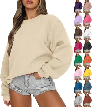 slqdgmryz Crewneck Sweatshirts Women Fall Oversized Sweatshirt Preppy Loose Fit Cute Hoodies Y2K Comfy Fleece Pullover