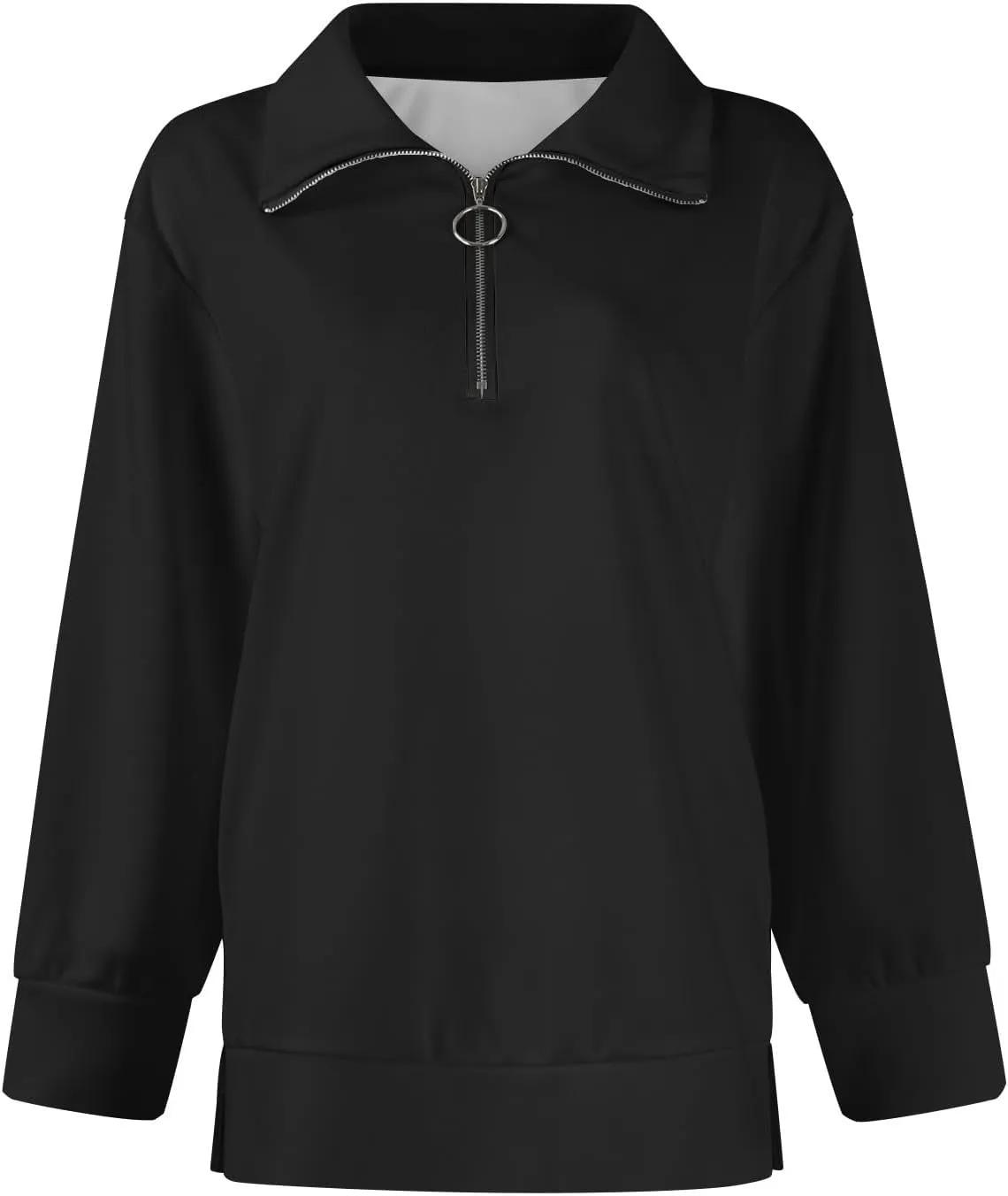slqdgmryz Quarter Zip Pullover Women Side Slit Oversized Sweatshirt Preppy 1/4 Zipper Y2k Hoodie Long Sleeve Cute Sweatshirts