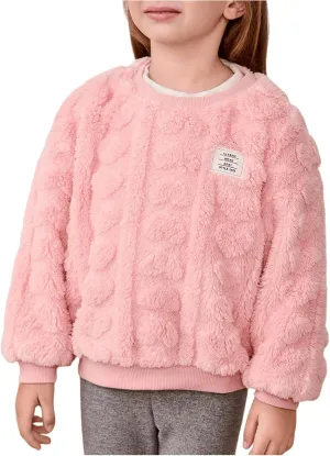 SOLY HUX Toddler Girl's Fuzzy Fleece Pullover Sweatshirts Crew Neck Long Sleeve Fall Winter Shirt Tops