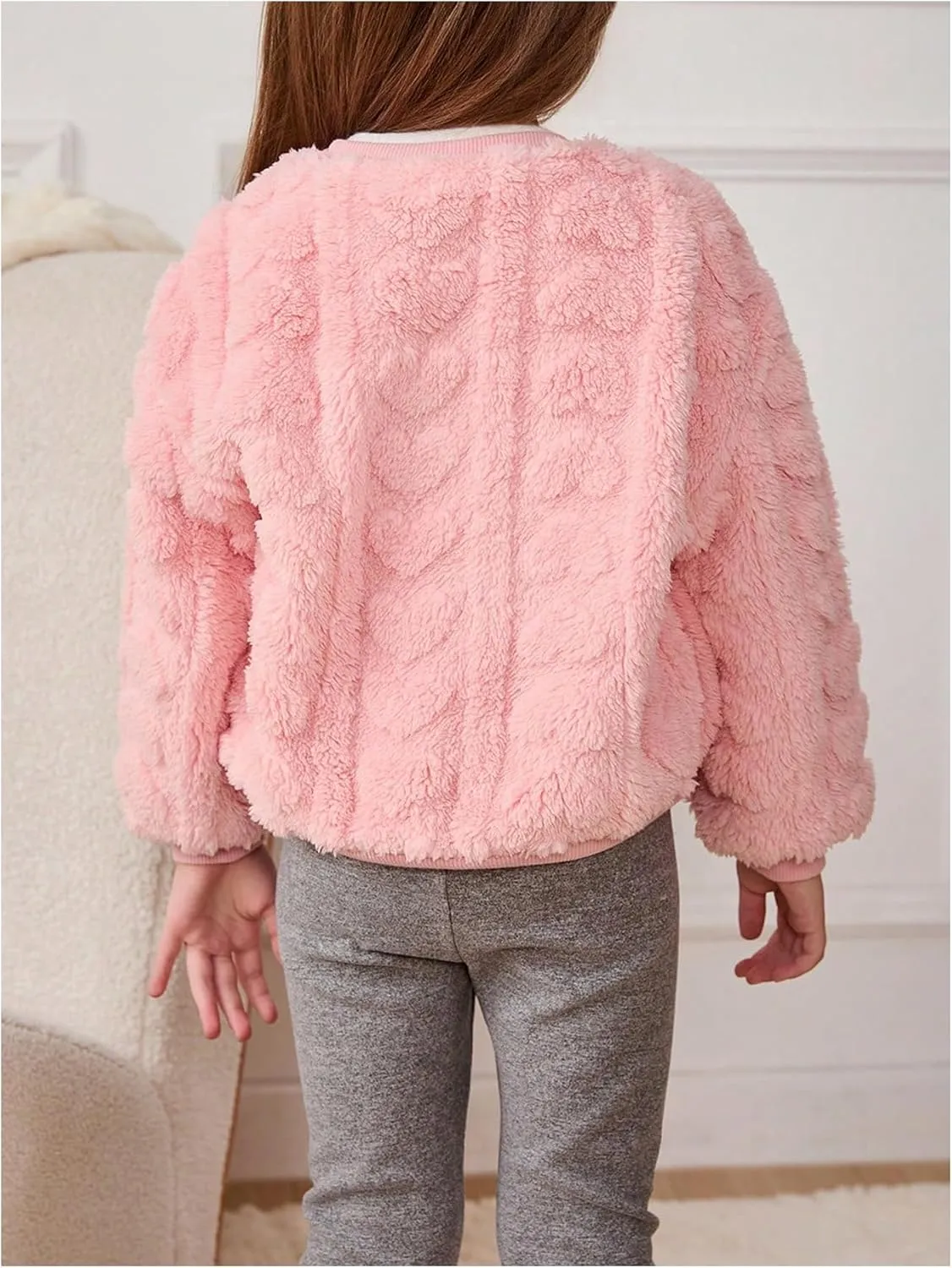 SOLY HUX Toddler Girl's Fuzzy Fleece Pullover Sweatshirts Crew Neck Long Sleeve Fall Winter Shirt Tops