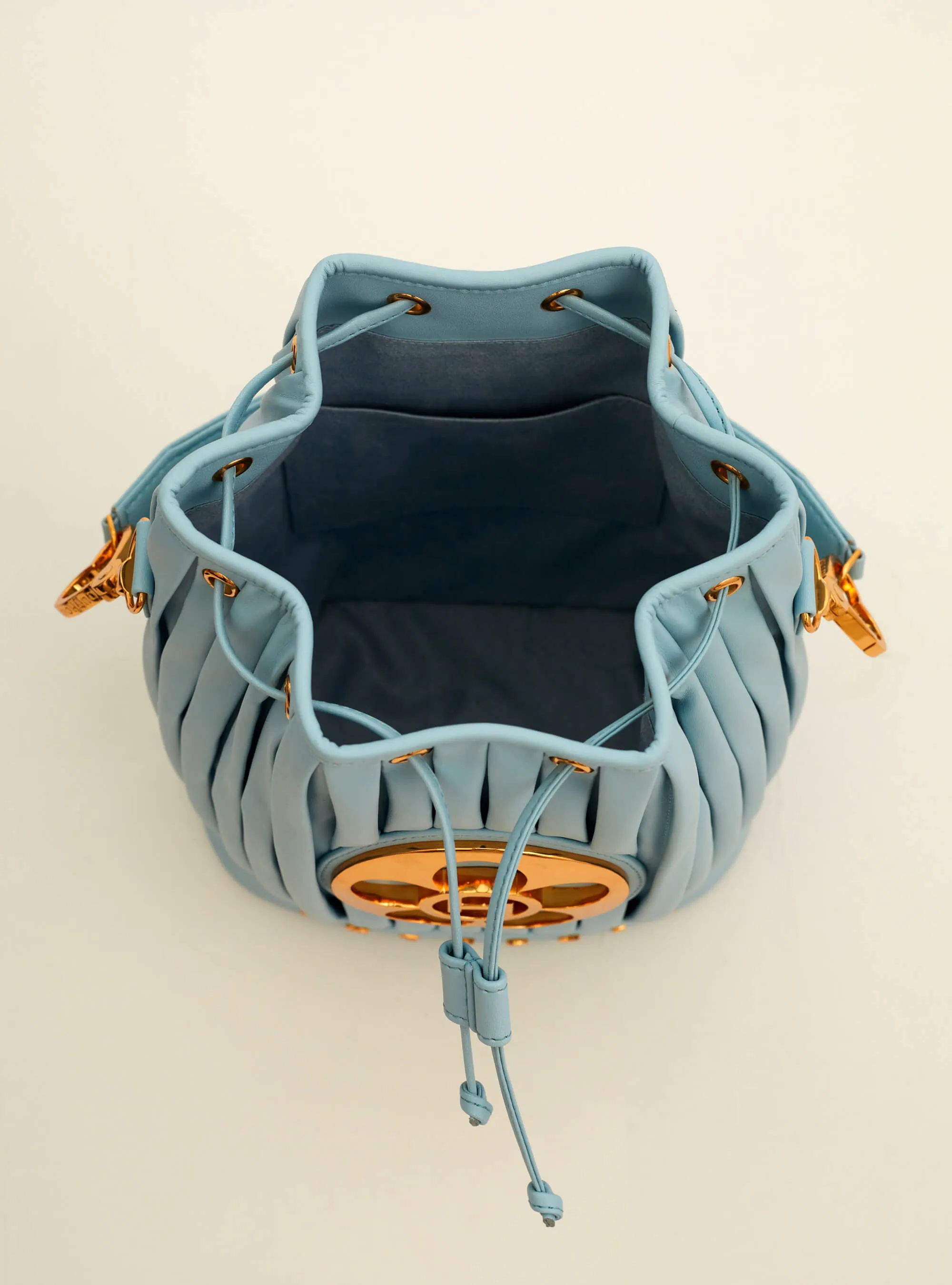 Sonam Babani In OH Poppi Bucket Bag in Powder Blue