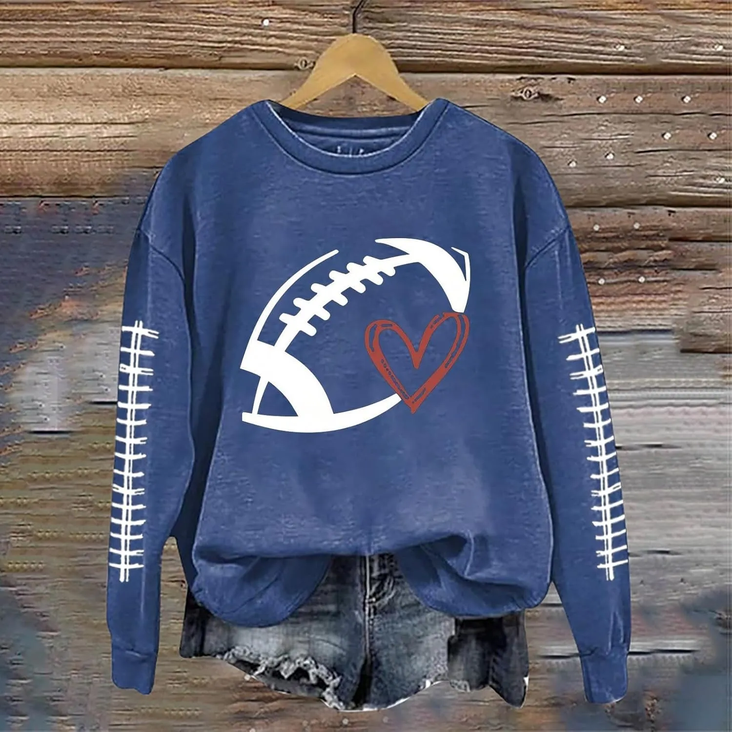 Sorry Can't Football Bye Shirt for Women Oversized Long Sleeve Game Day Sweatshirts Crew Neck Comfort Pullover Tops
