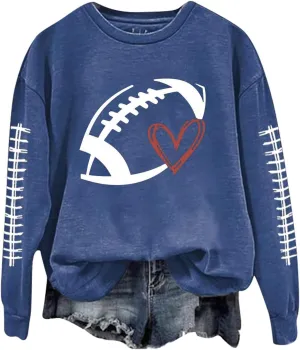 Sorry Can't Football Bye Shirt for Women Oversized Long Sleeve Game Day Sweatshirts Crew Neck Comfort Pullover Tops
