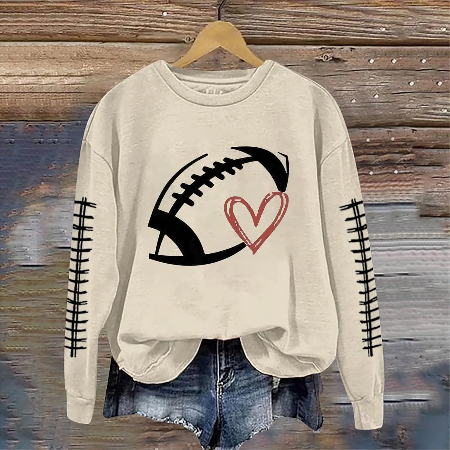 Sorry Can't Football Bye Shirt for Women Oversized Long Sleeve Game Day Sweatshirts Crew Neck Comfort Pullover Tops