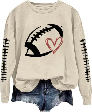 Sorry Can't Football Bye Shirt for Women Oversized Long Sleeve Game Day Sweatshirts Crew Neck Comfort Pullover Tops