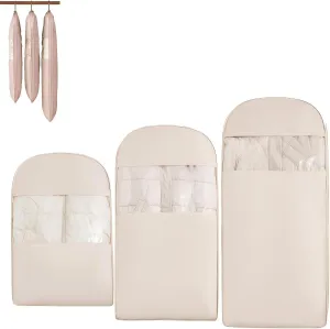 Space Saving Hanging Garment Bag with Self-Compression Zipper - Vacuum Seal Clothes Storage Organizer for Down Coats, Suits & Seasonal Clothing