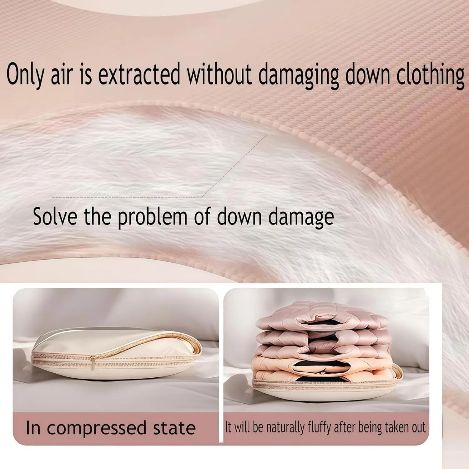Space Saving Hanging Garment Bag with Self-Compression Zipper - Vacuum Seal Clothes Storage Organizer for Down Coats, Suits & Seasonal Clothing