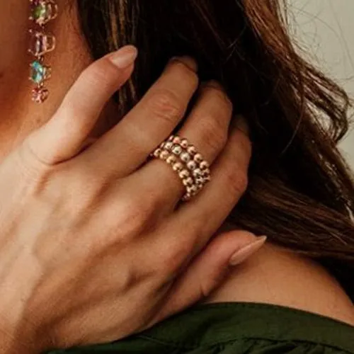 Sterling Silver 3mm Beaded Stretch to Fit Ring