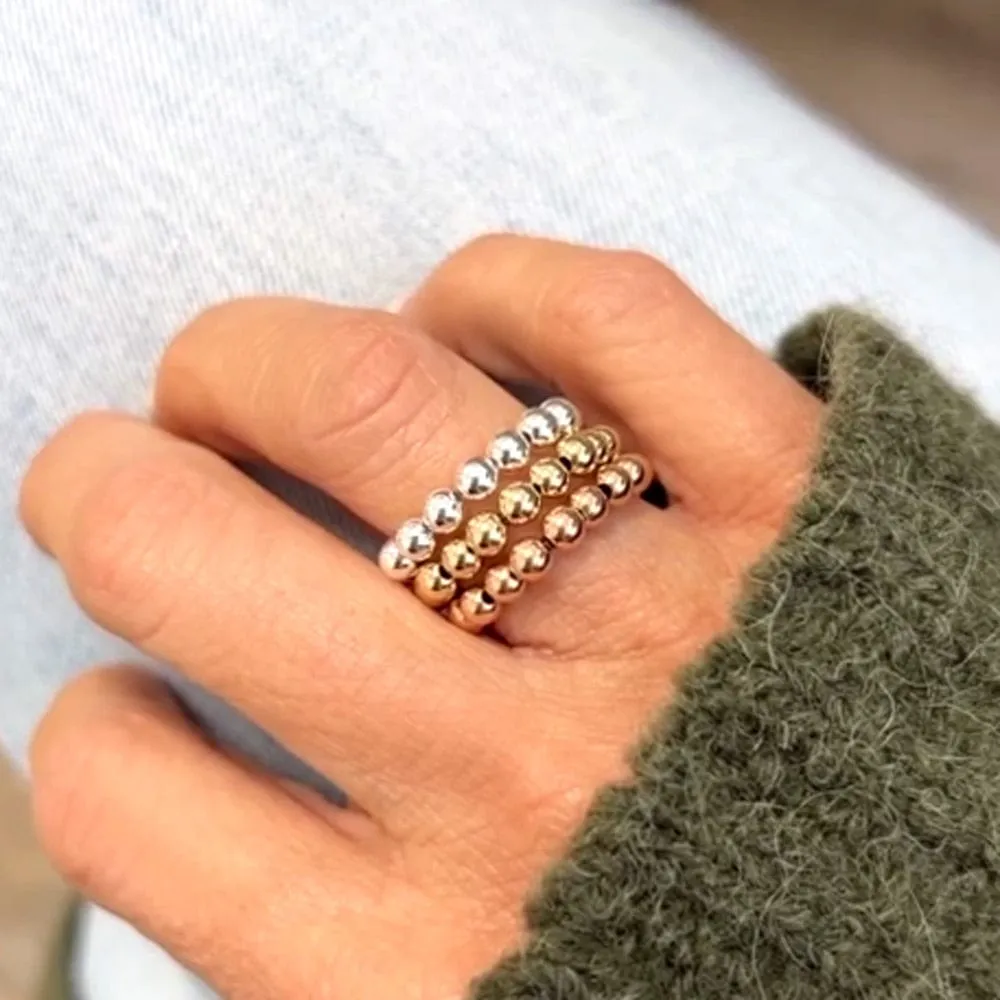 Sterling Silver 3mm Beaded Stretch to Fit Ring