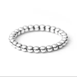 Sterling Silver 3mm Beaded Stretch to Fit Ring