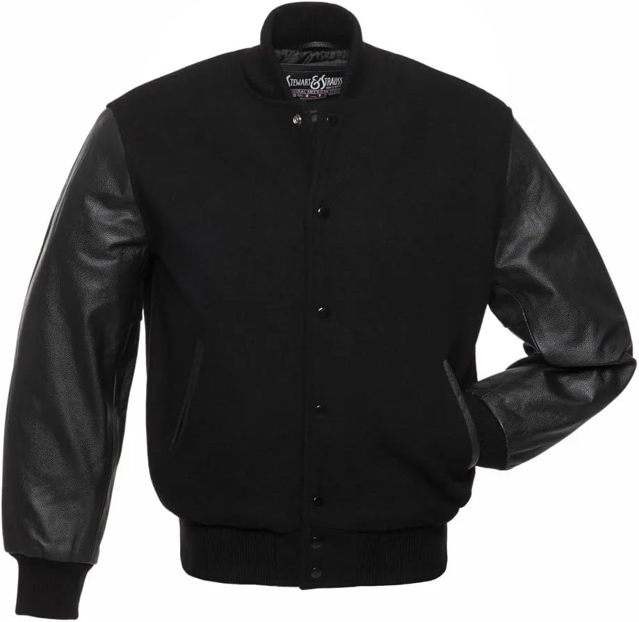Stewart & Strauss Original Varsity Letterman Jacket Since 1977 (48 Team Colors) Wool & Leather XXS to 6XL