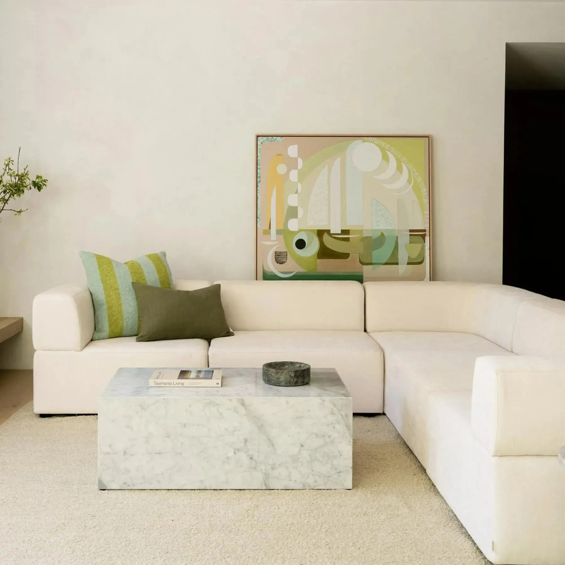 Stretch Armless Middle Module - Silex Off White
