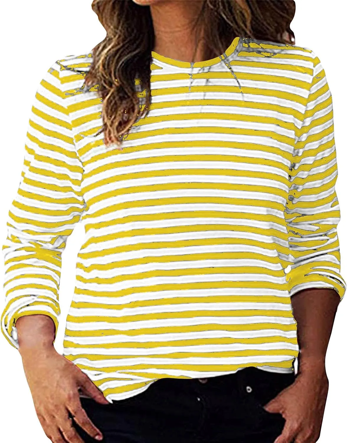 Stripe Sweatshirts for Women Long Sleeve Crew Neck Sweatshirt Color Block Sweatshirt Oversized Sweatshirt Pullover