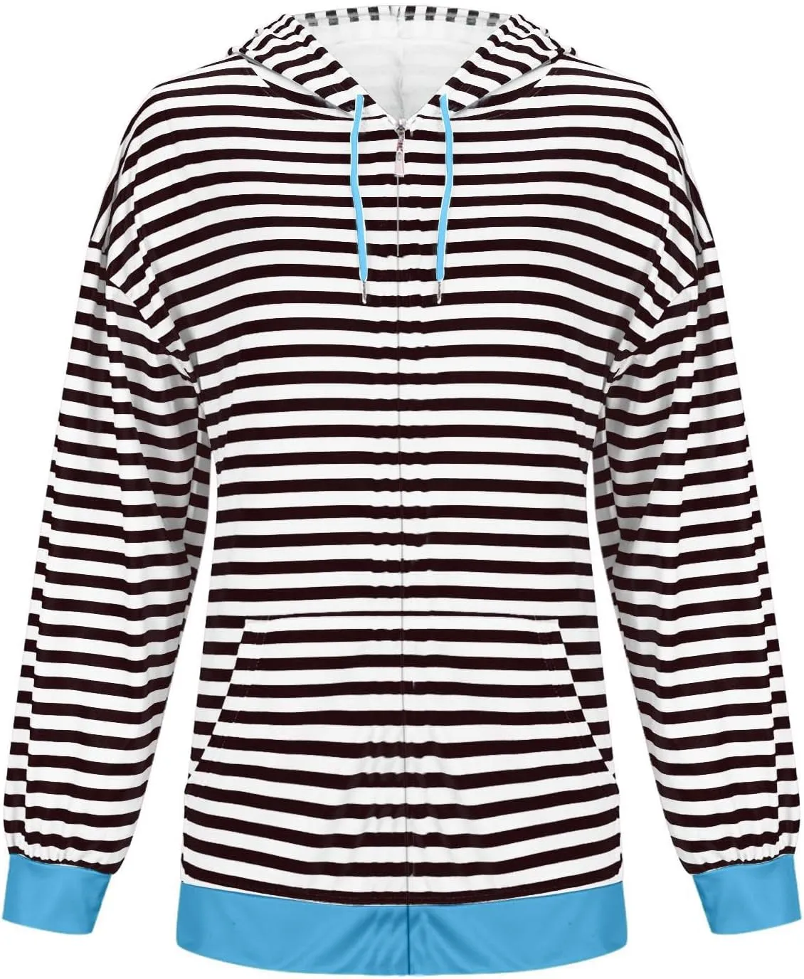 Striped Sweatshirt for Women Long Sleeve Hooded Sweatshirt Oversized Sweatshirt with Drawstring Fashion Hoodie