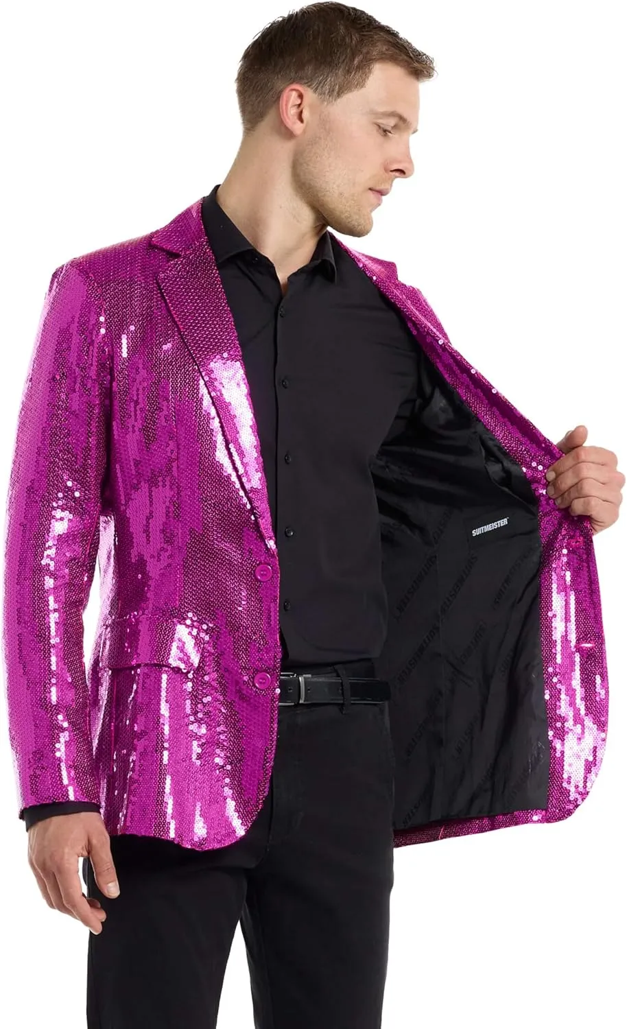 SUITMEISTER Sequins Party Blazer for Men - Slim Fit - Shiny Christmas, NYE, Prom Party Jacket