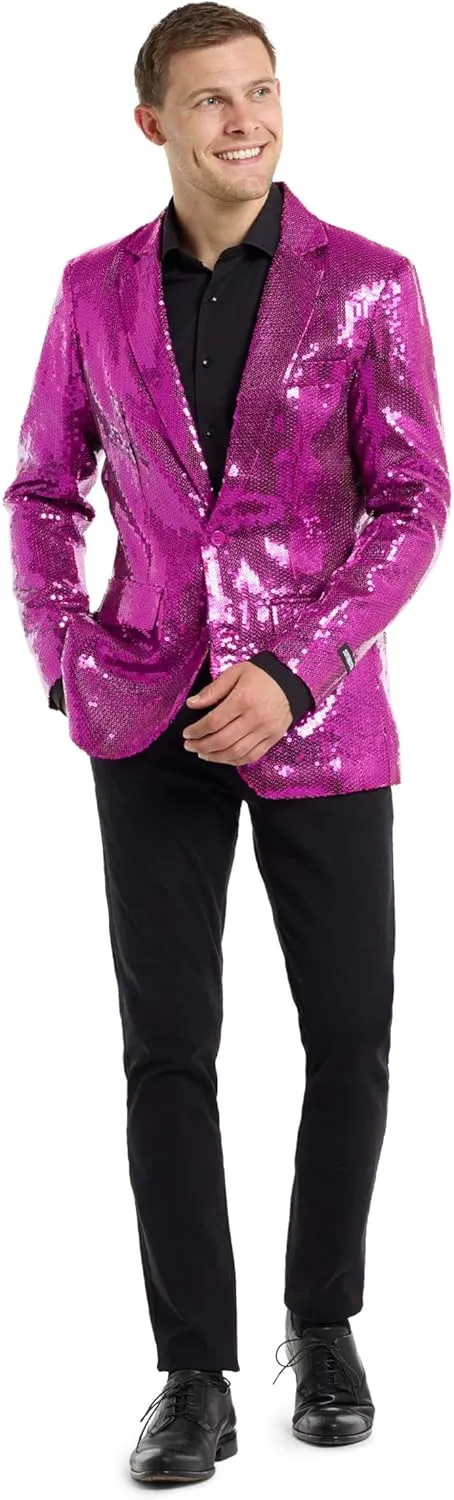 SUITMEISTER Sequins Party Blazer for Men - Slim Fit - Shiny Christmas, NYE, Prom Party Jacket