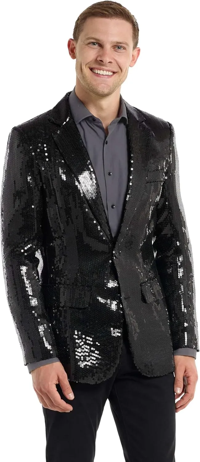 SUITMEISTER Sequins Party Blazer for Men - Slim Fit - Shiny Christmas, NYE, Prom Party Jacket