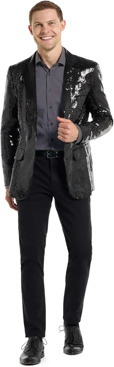 SUITMEISTER Sequins Party Blazer for Men - Slim Fit - Shiny Christmas, NYE, Prom Party Jacket