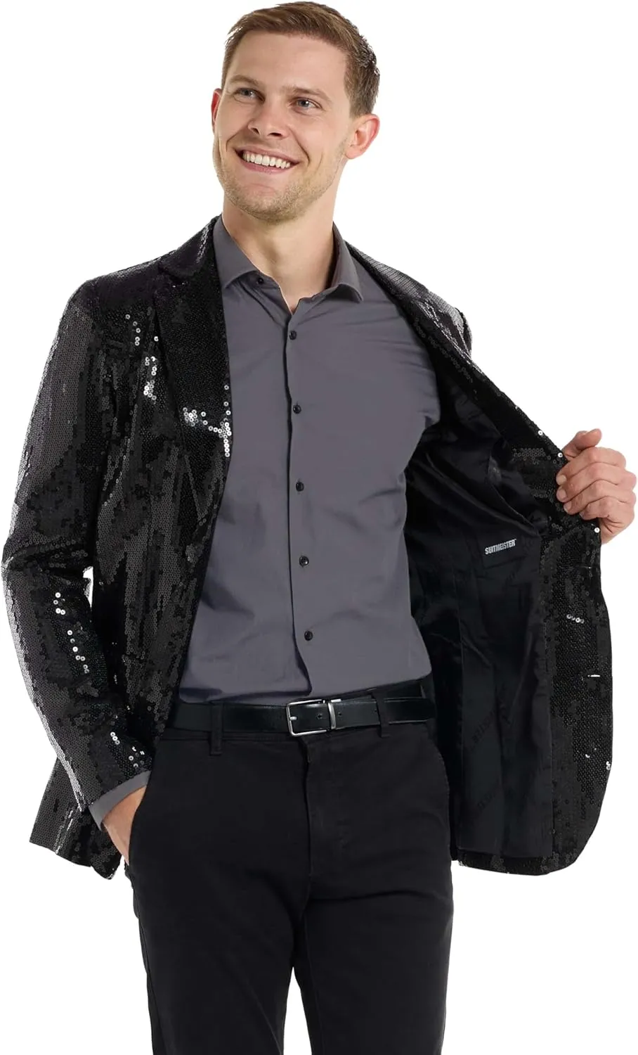 SUITMEISTER Sequins Party Blazer for Men - Slim Fit - Shiny Christmas, NYE, Prom Party Jacket