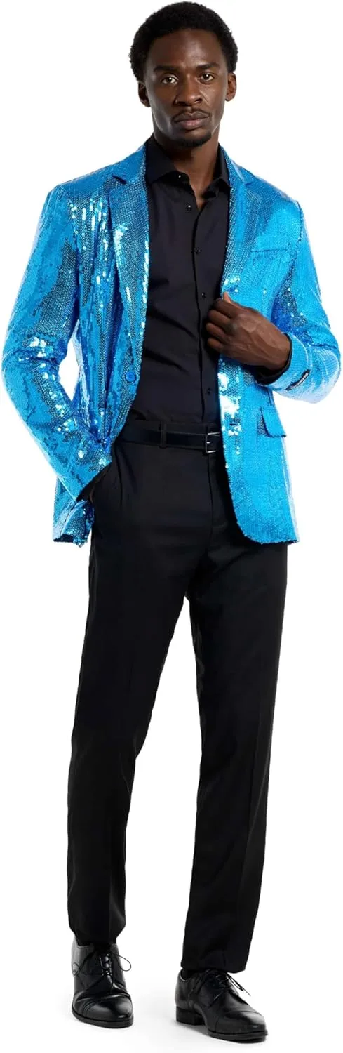 SUITMEISTER Sequins Party Blazer for Men - Slim Fit - Shiny Christmas, NYE, Prom Party Jacket