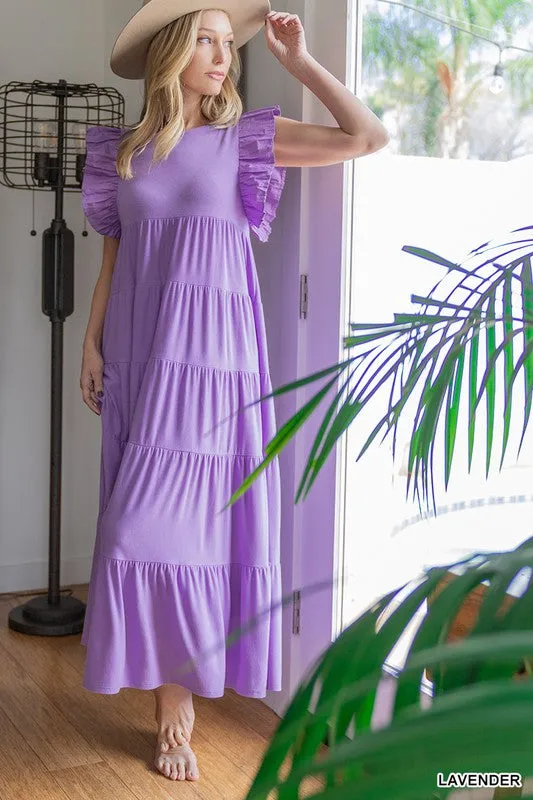 Super Soft & Flowy Ruffle Sleeve Maxi Dress
