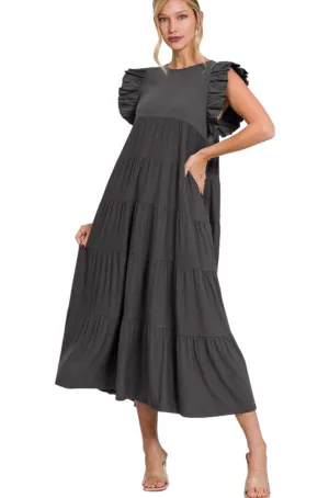 Super Soft & Flowy Ruffle Sleeve Maxi Dress