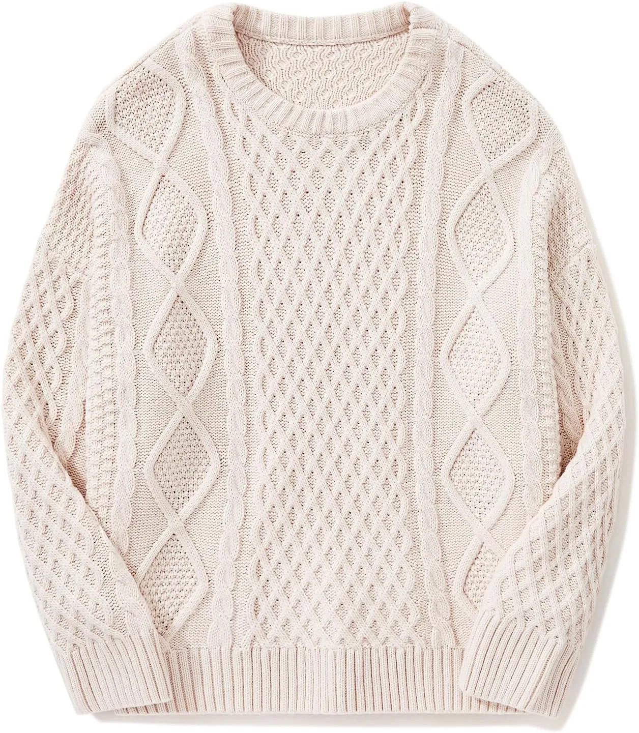 SUUKSESS Women Oversized Cable Knit Sweater Fall Long Sleeve Crew Neck Pullover Tops 2024