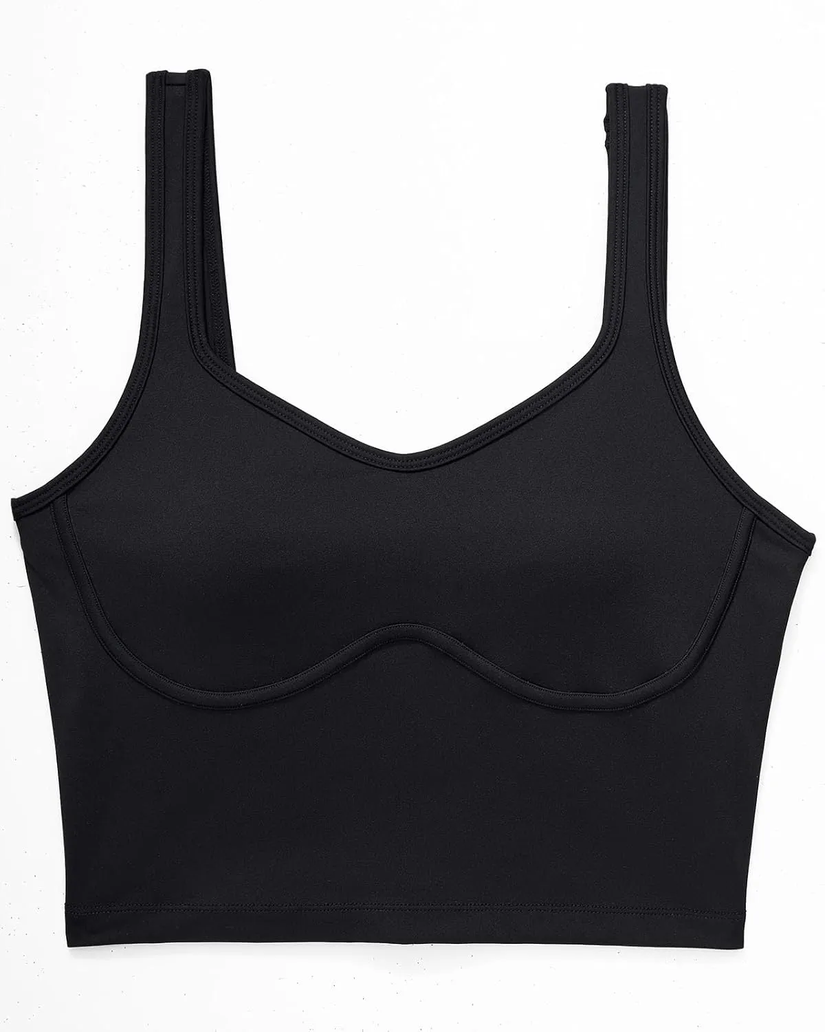 SUUKSESS Women Sweetheart Neckline Longline Sports Bra Padded Basic Workout Crop Tank Top