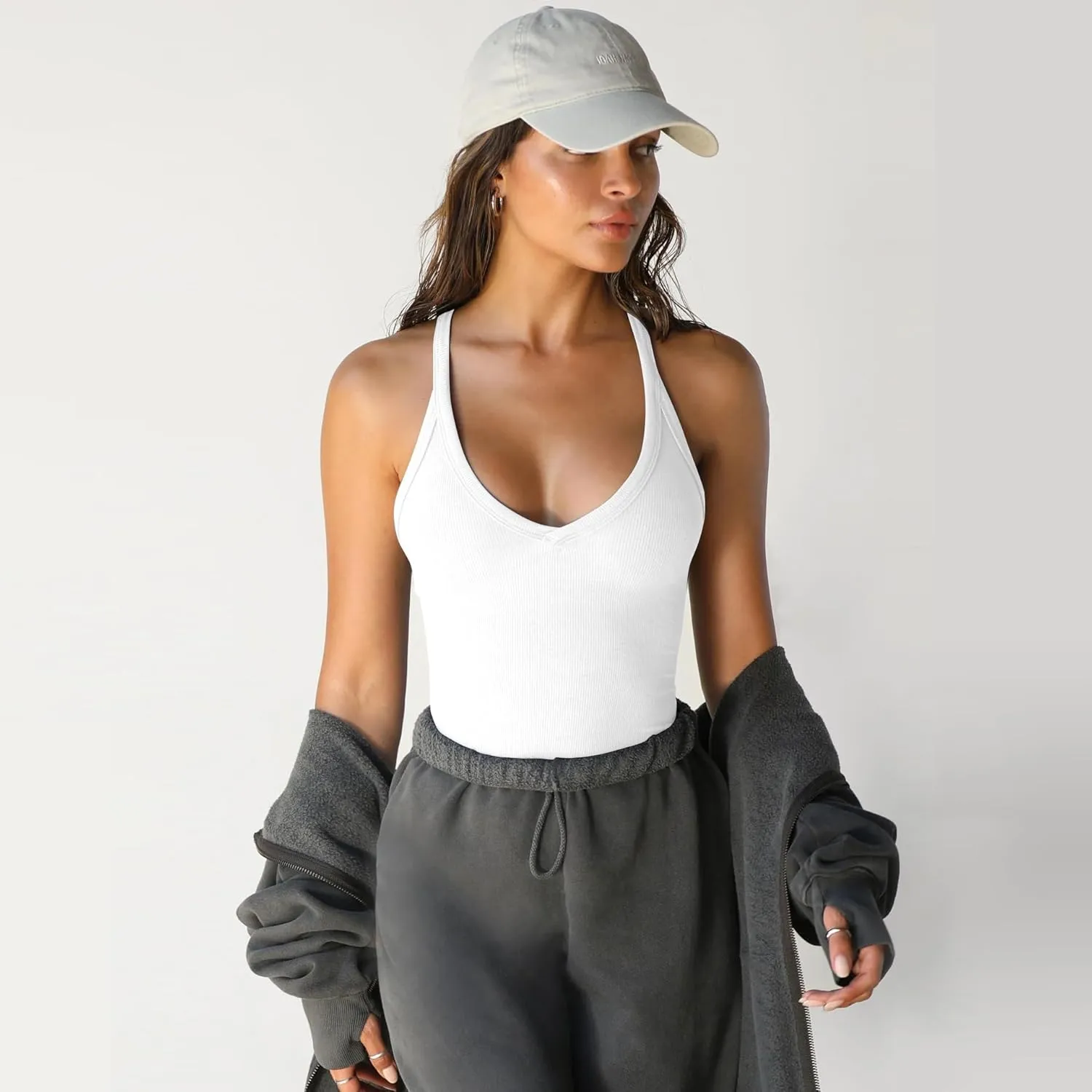 SVALIY Workout Tops for Women Racerback Tank Tops Yoga Gym Ribbed Sleeveless Shirts Clothes