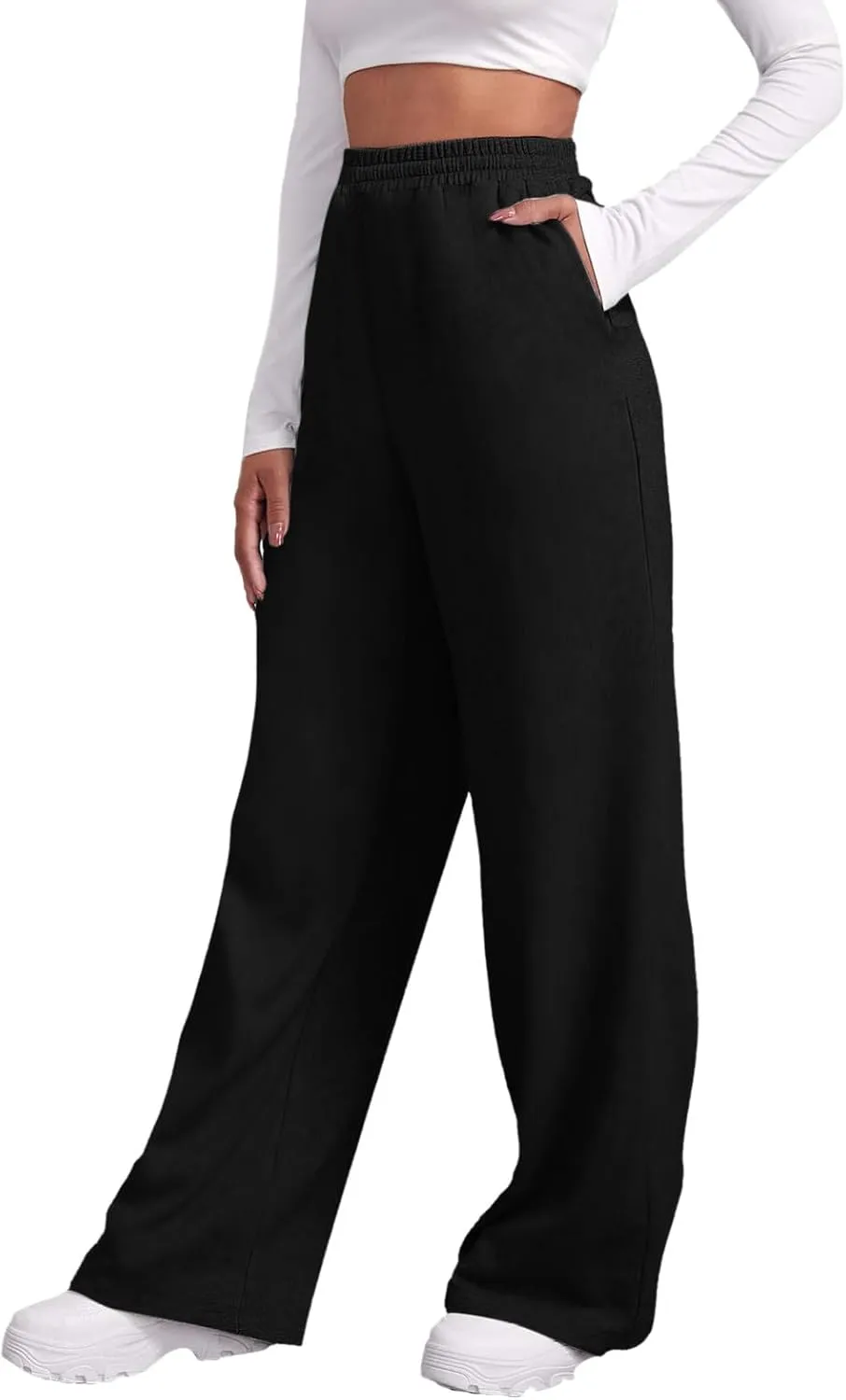 Sweatpants for Women Short Fleece Drawstring Casual Yoga Pants with Pockets Cargo Pants for Women Casual
