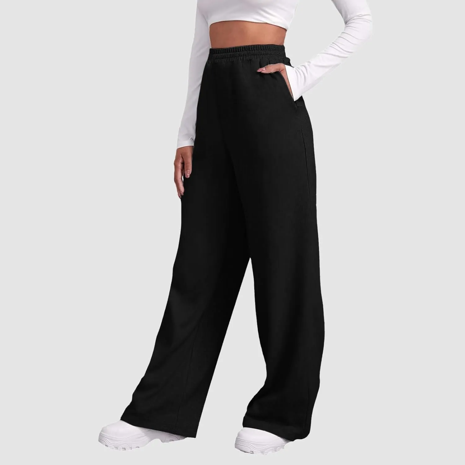 Sweatpants for Women Short Fleece Drawstring Casual Yoga Pants with Pockets Cargo Pants for Women Casual
