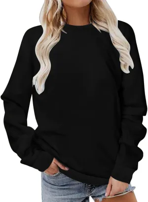Sweatshirt for Women Long Sleeve Simple Solid Color Hoodies Sweatshirts Casual Loose Trendy Pullover
