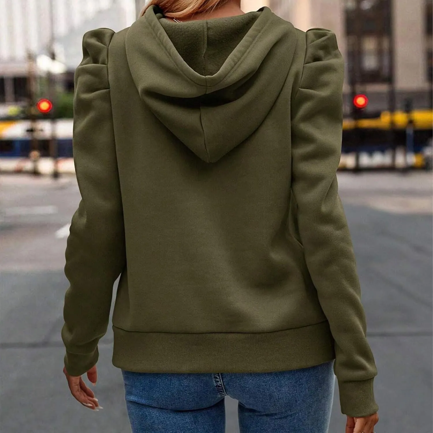 Sweatshirts Women Fall Outfits Cable Hoodie Long Sleeve Pullover Tunic Tops Solid Color Loose Fit Casual Blouses