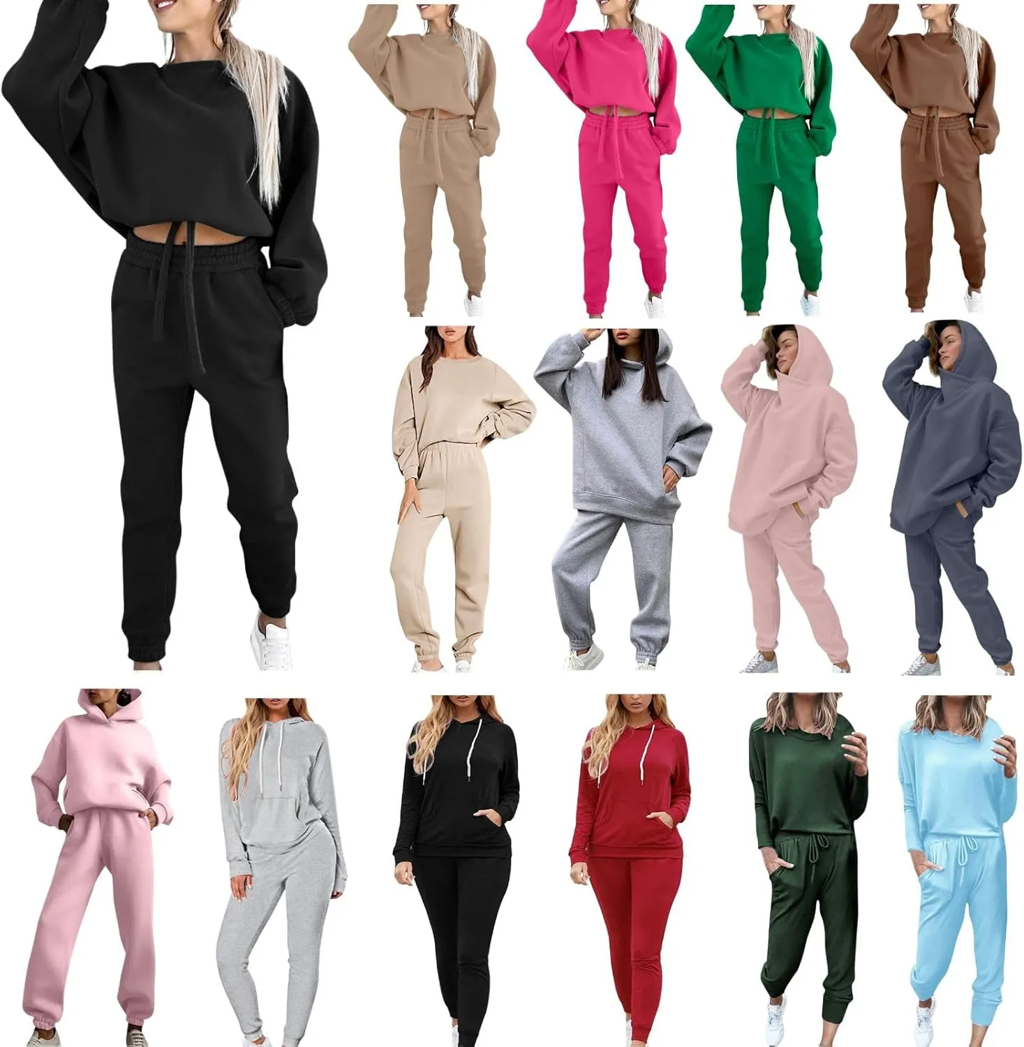Sweatsuits for Women Set 2 Piece Tracksuits Oversized Casual Sweatshirts Hoodies High Waisted Joggers Sweatpants
