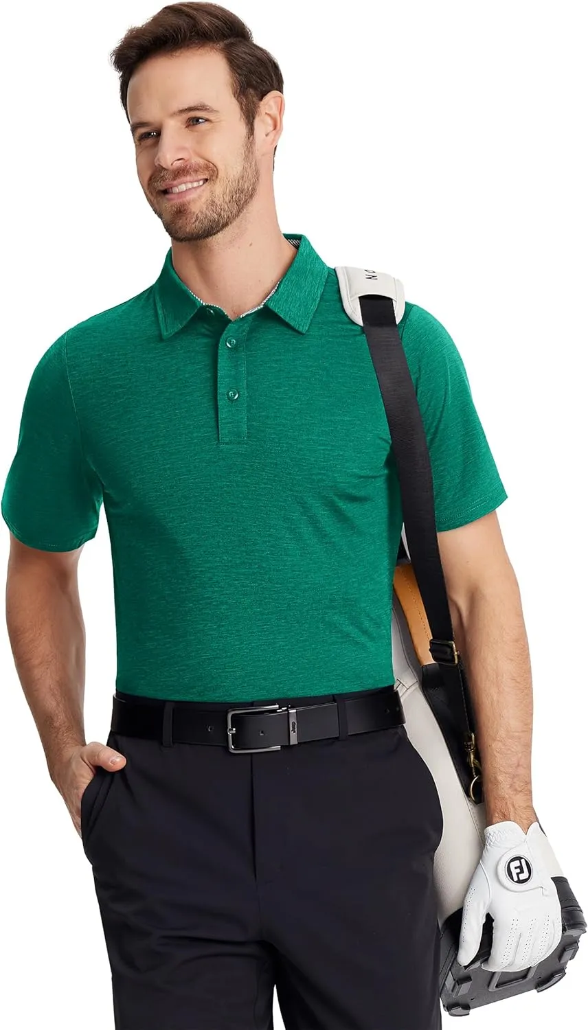 TACVASEN Men's Golf Shirts Short Sleeve Quick Dry Polo Shirts Moisture Wicking Casual Business Sports Breathable Polo