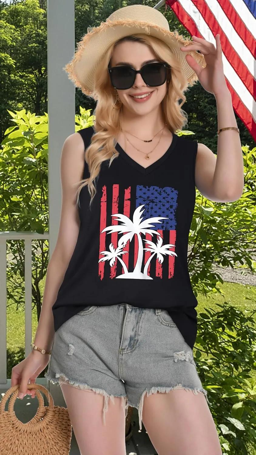 Tank Top for Women V Neck Summer Sleeveless T Shirt Tunic Casual Loose Fit Blouses