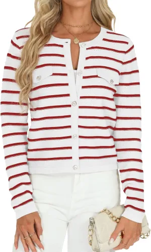 Tanou Women's 2025 Fall Casual Long Sleeve Trendy Cardigan Sweaters Button Knit Lady Jackets